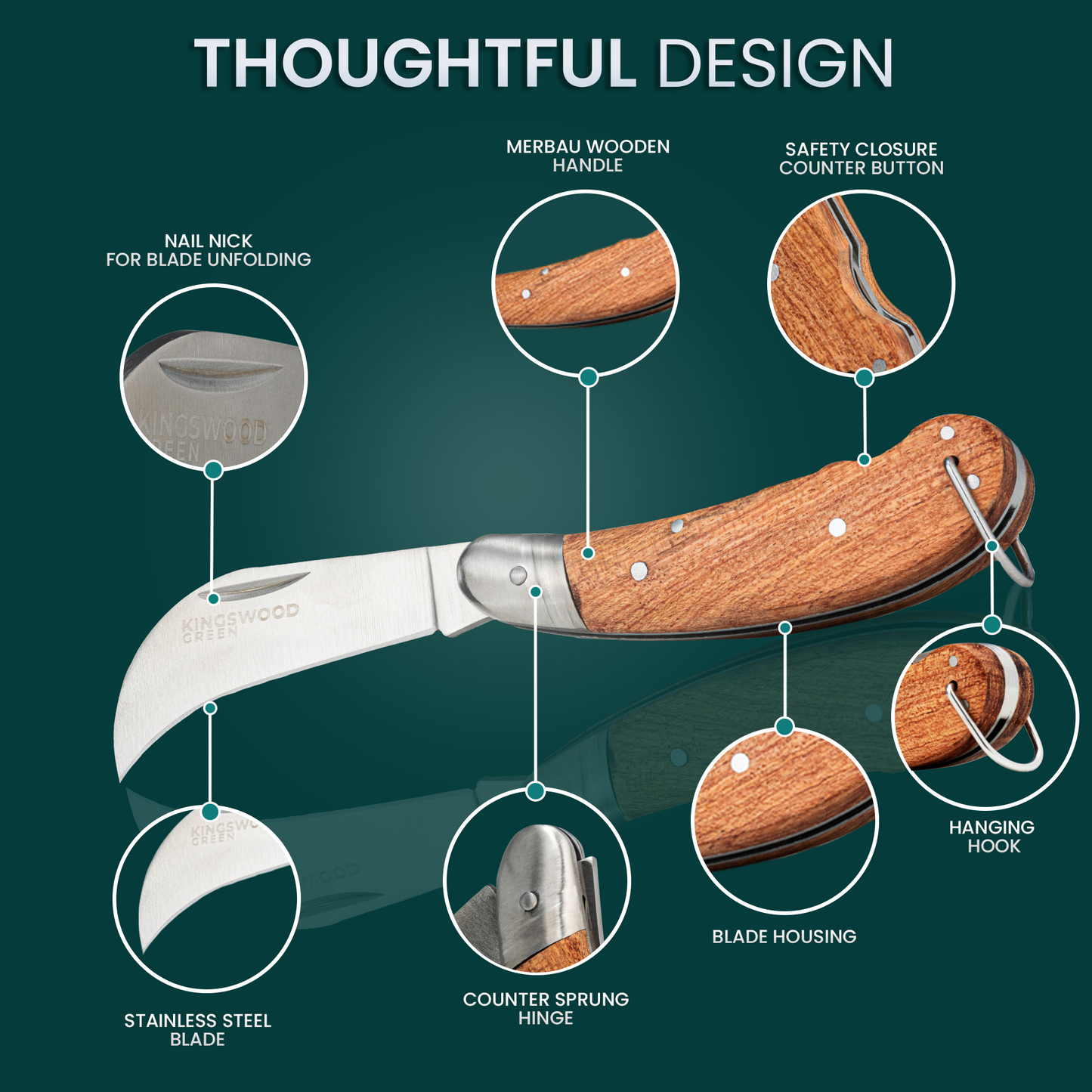 Kingswood Green Traditional Grafting Knife