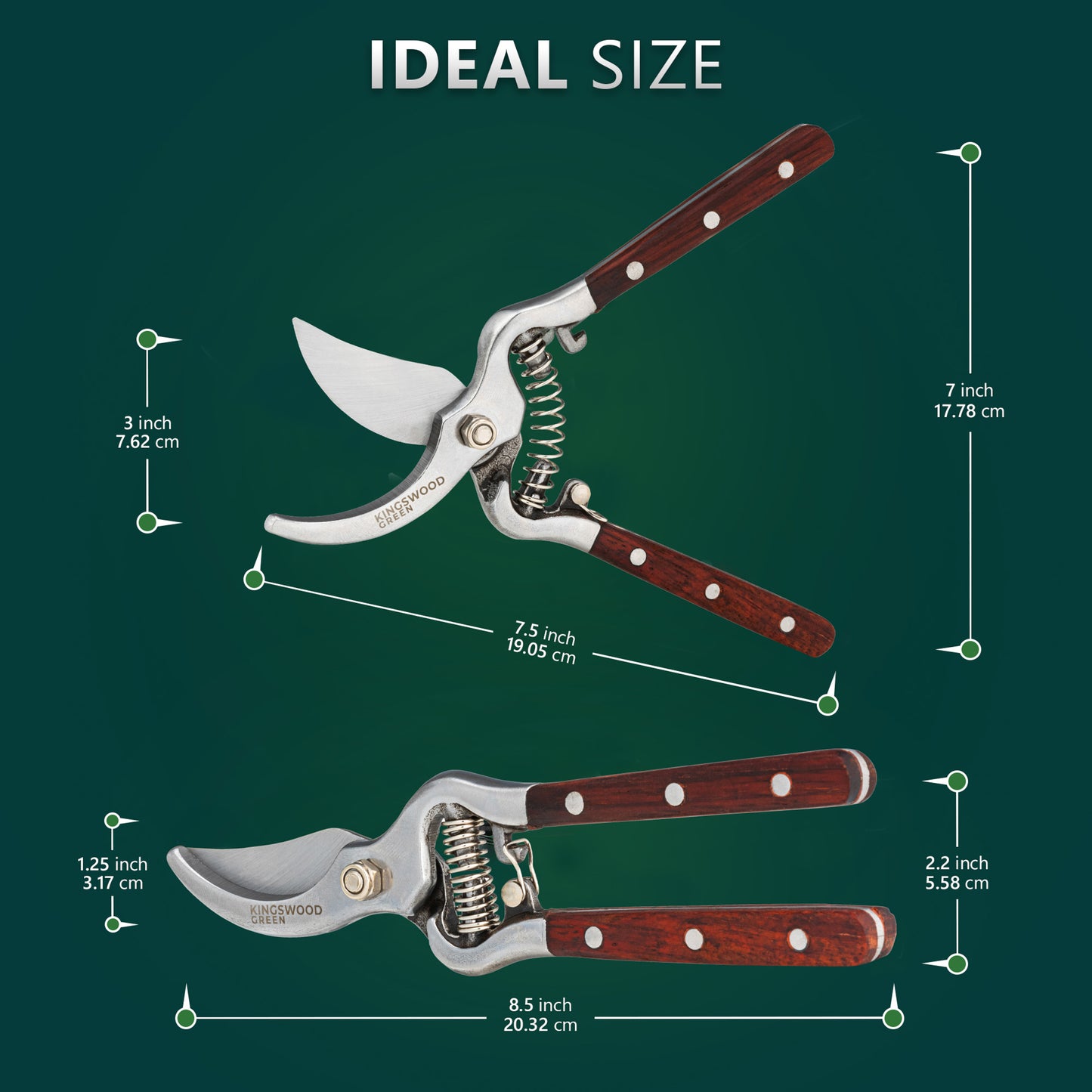 Kingswood Green Traditional Bypass Secateurs
