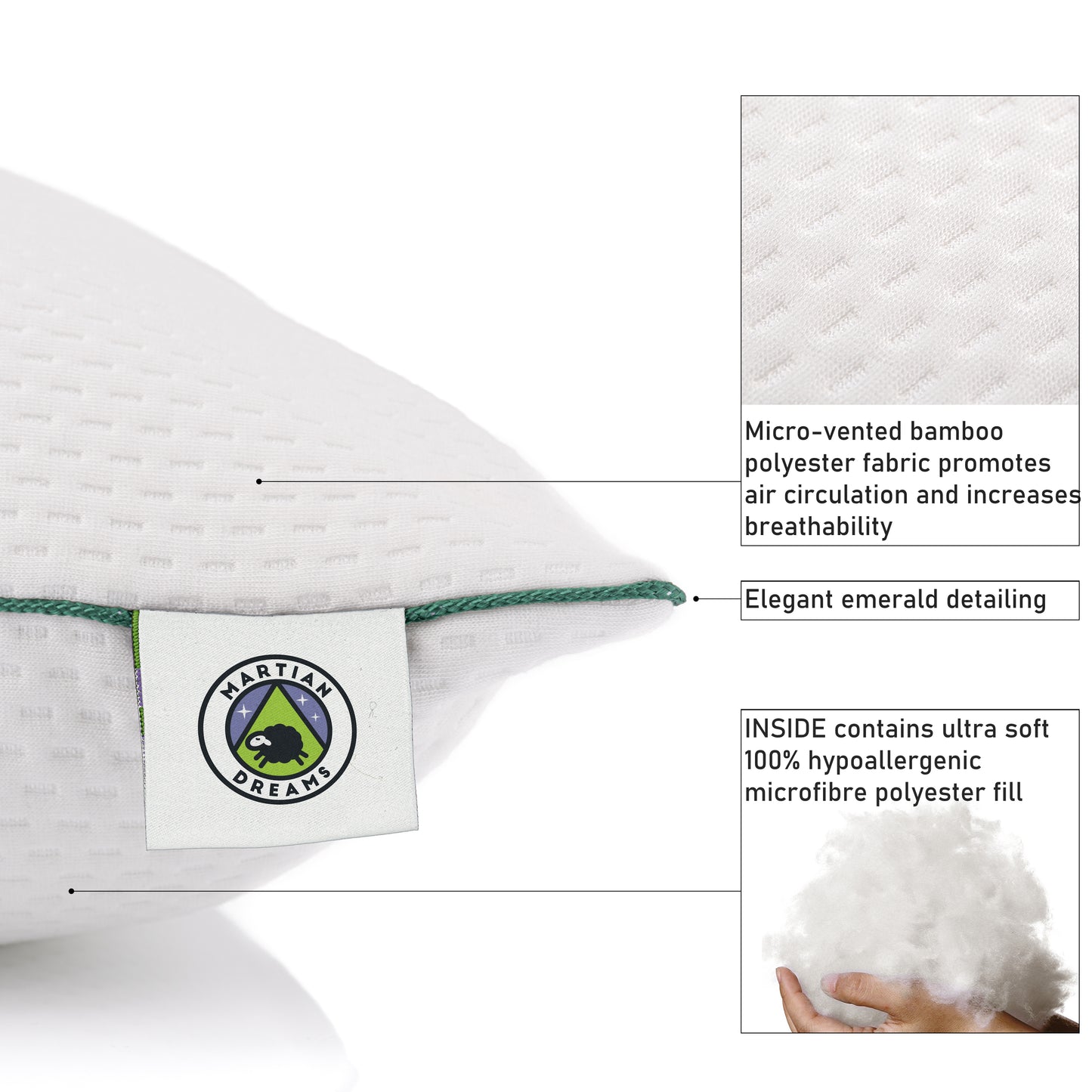 Martian Dreams Velistra™ Ultra Soft Hotel Pillows - 2 Pack