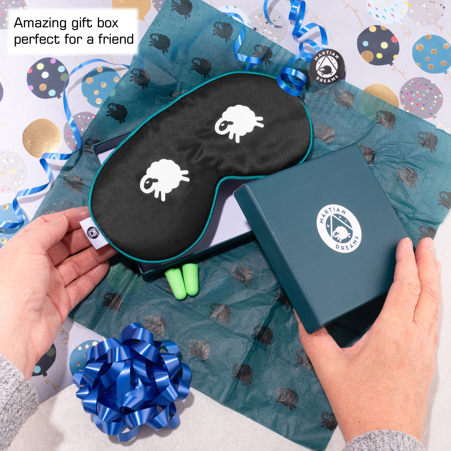 Silk Sleep Eye Mask “Counting Sheep” by Martian Dreams