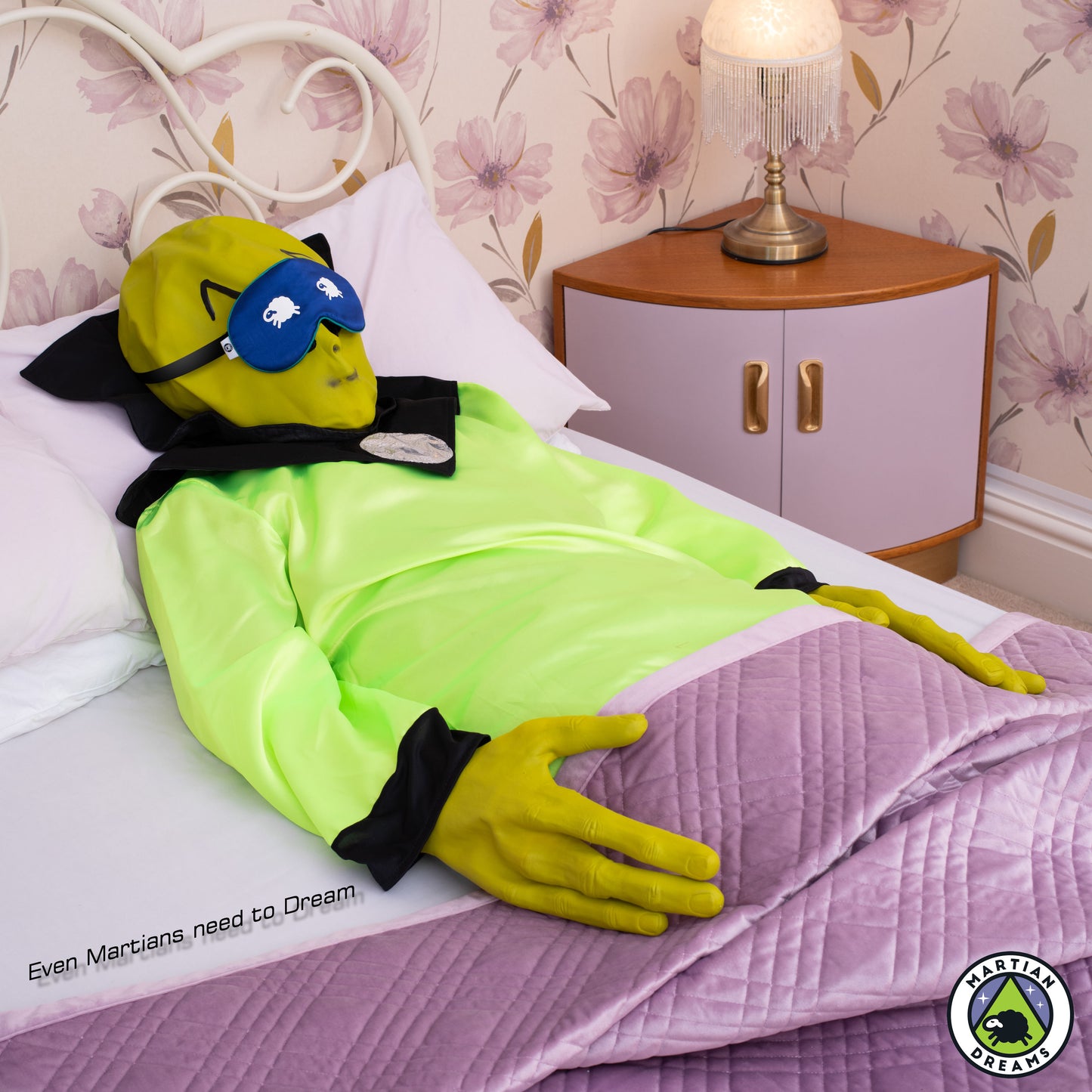 Silk Sleep Eye Mask “Counting Sheep” by Martian Dreams